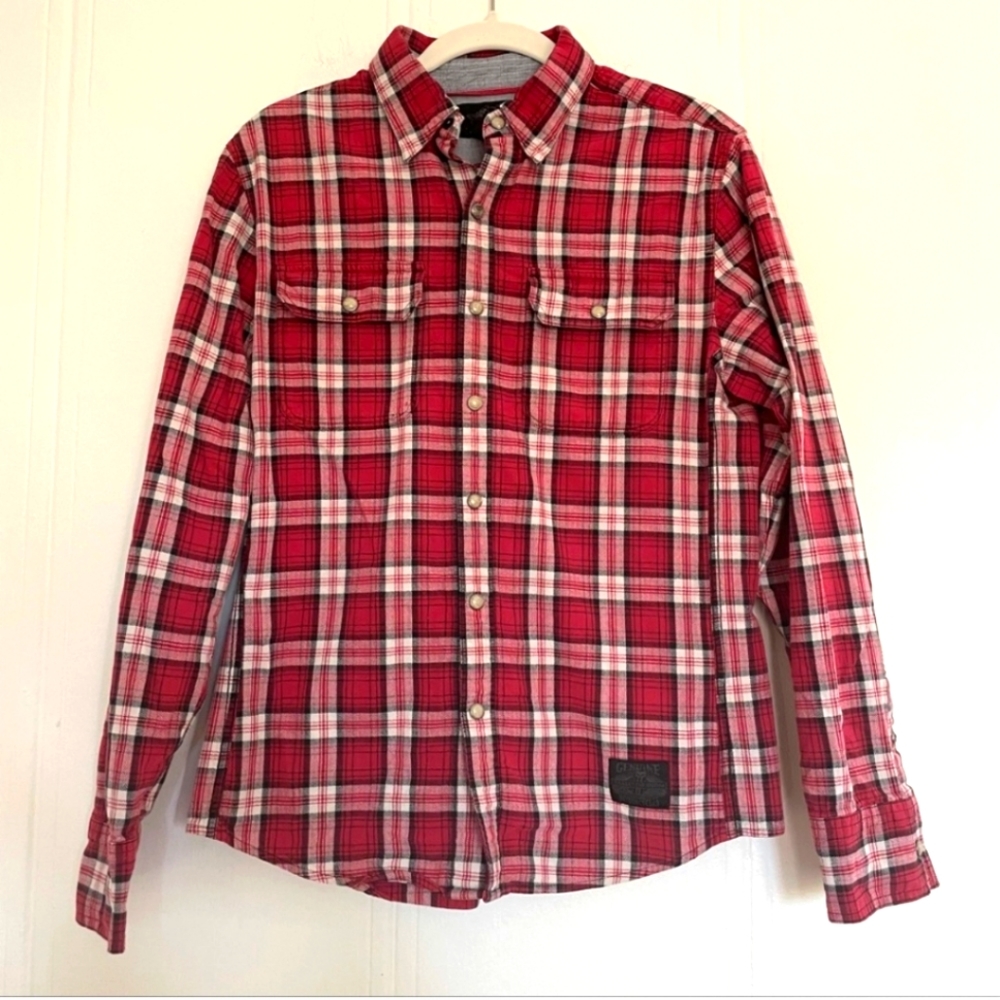 Harley Davidson Flannel Snap Shirt, Red/Black, Size Medium
